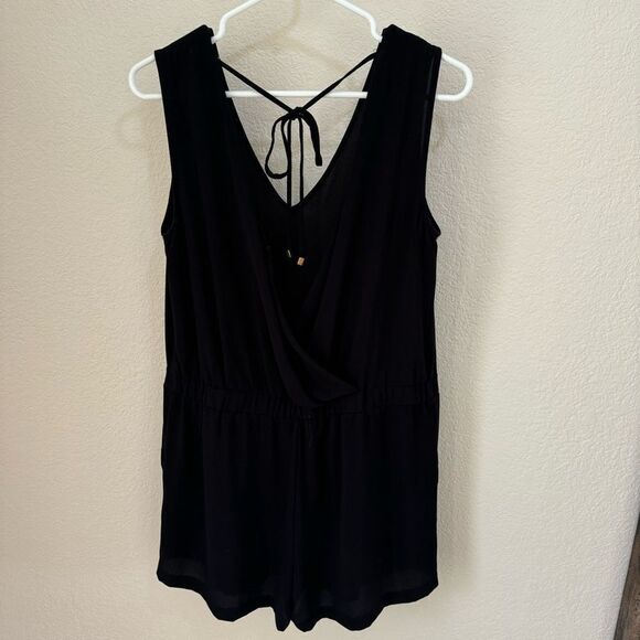 Zara Basic Black Sleeveless Tie-Back Romper - Size M - Picture 11 of 11